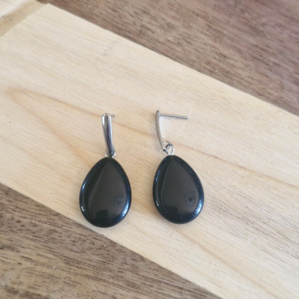 Boucles d’oreilles Obsidienne noire – Protection & élégance