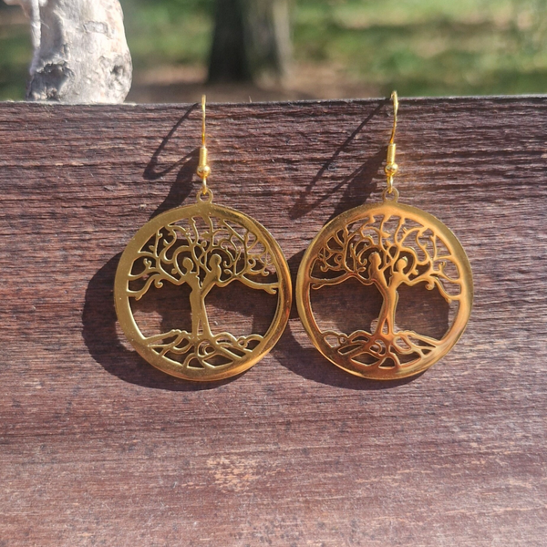 Boucles d’oreilles Arbre de Vie dorées – Énergie & élégance