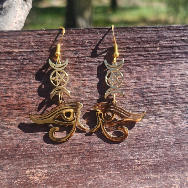 Boucles d’oreilles Œil d’Horus Dorées – Protection & Énergie Sacrée