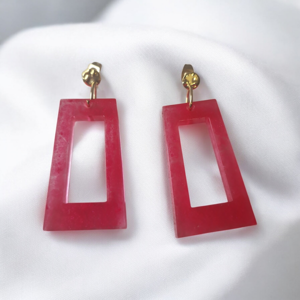 Boucles d’oreilles – Rectangles rouges minimalistes