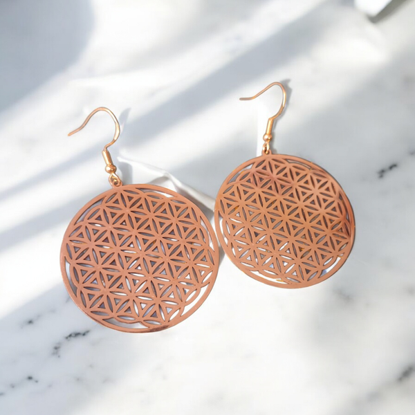 Boucles d’oreilles — Fleur de Vie Dorée