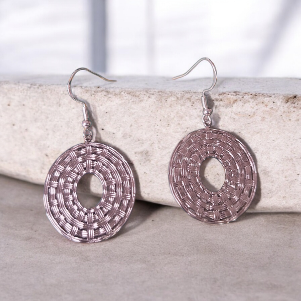 Boucles d’oreilles — Anneaux Texturés Argentés