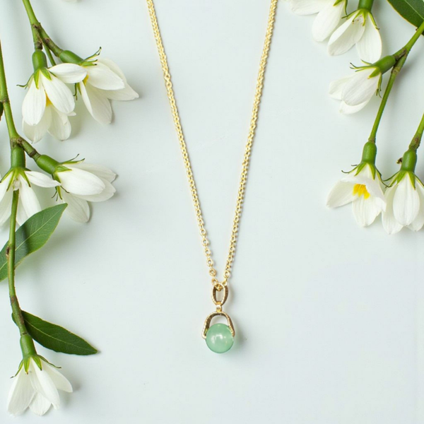 Collier doré – Aventurine verte