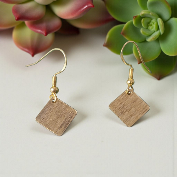 Boucles d’oreilles – Carrés Brossés