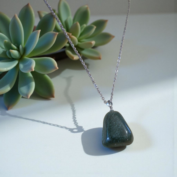 Collier en acier inoxydable et Malachite