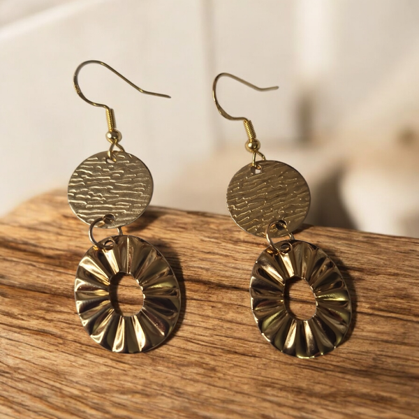 Boucles d’oreilles – Fleur solaire dorée