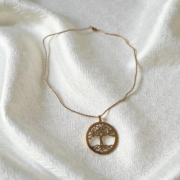 Collier arbre de vie doré – Acier inoxydable