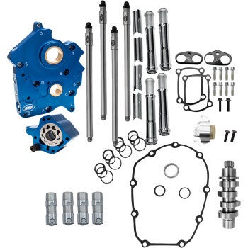 S&S 496 Camchest-Cam Chest Kit - 496 Chain Drive Cam - Oil Cooled - Chrome Pushtubes - M8