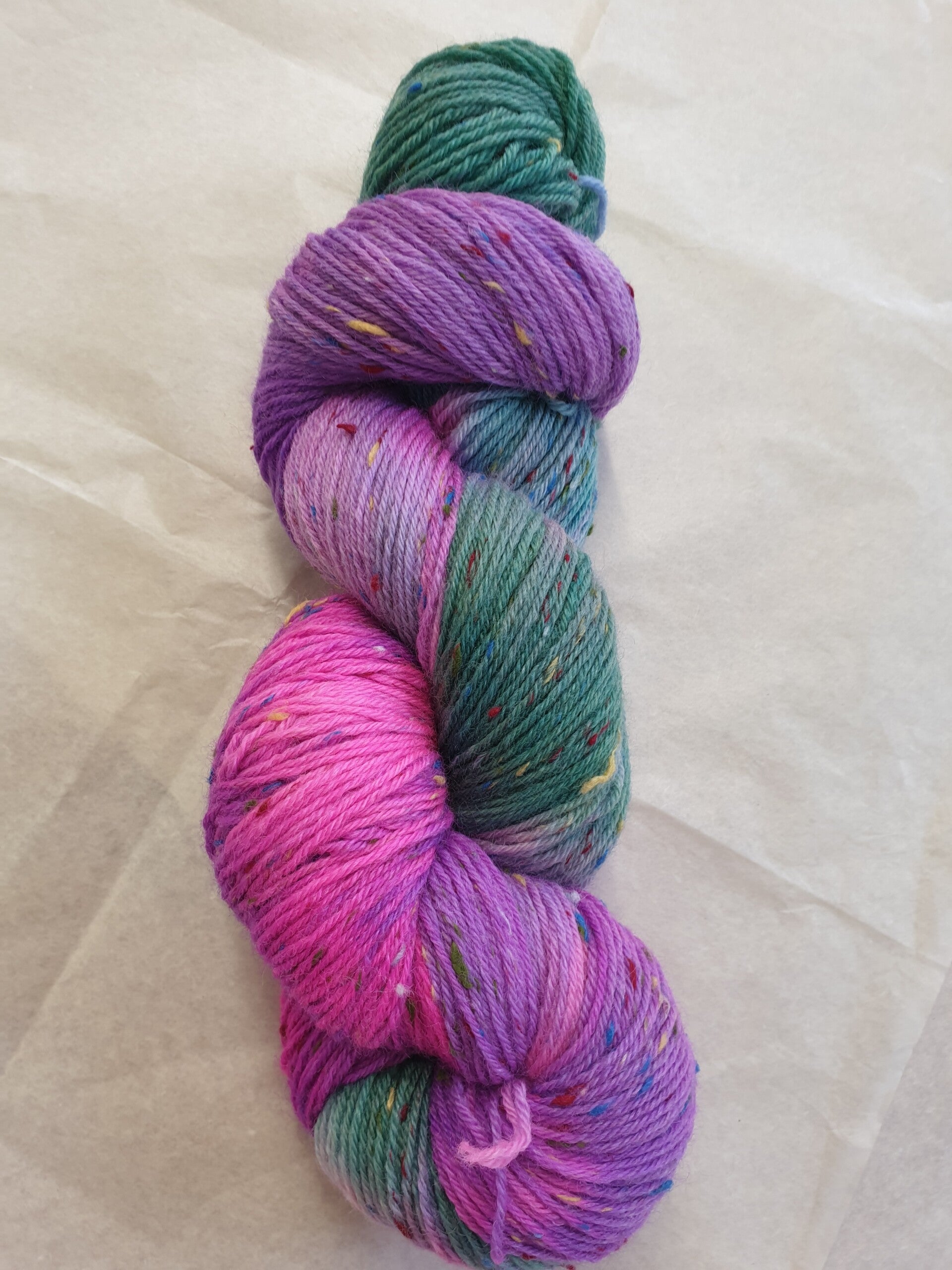 Hand dyed Donegal 4 Ply yarn. Fuchsia