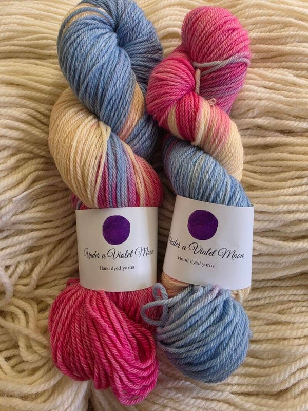 Hand dyed DK wool. Cream And Berries