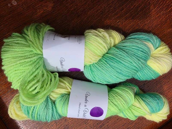 Hand dyed DK wool. Neon Green