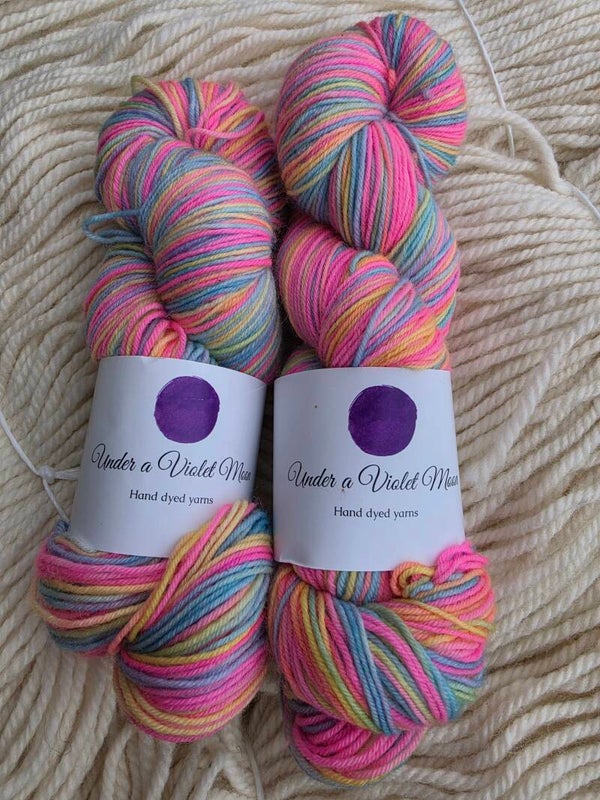 Hand dyed socks yarn 4 ply Bright Rainbow