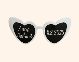 Brille mit Aufschrift