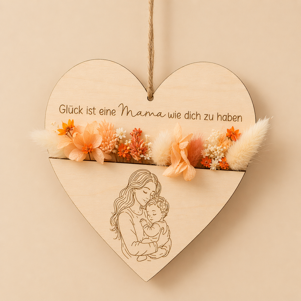 Herz mit Trockenblumen – Geschenk für Mama