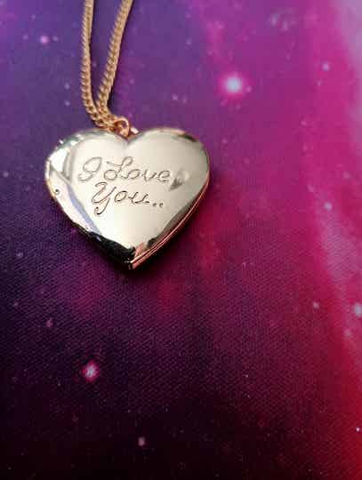 Gouden Hartketting met I Love You  Gravure