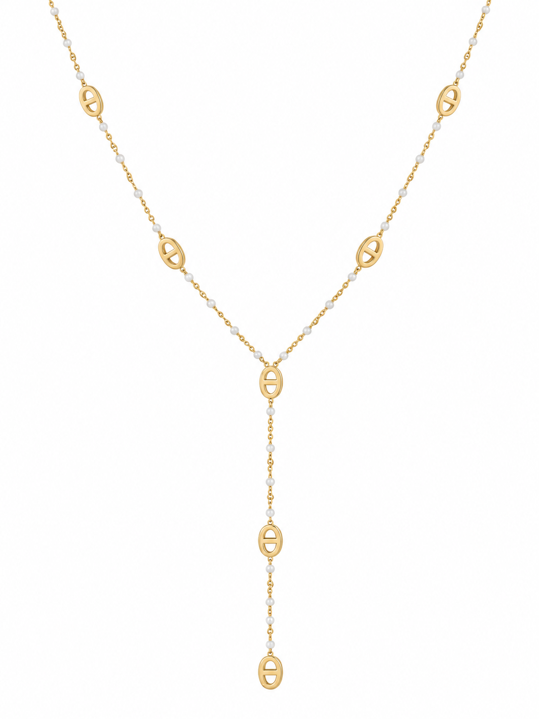 Collier en Y Maille Marine