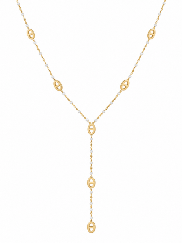 Collier en Y Maille Marine