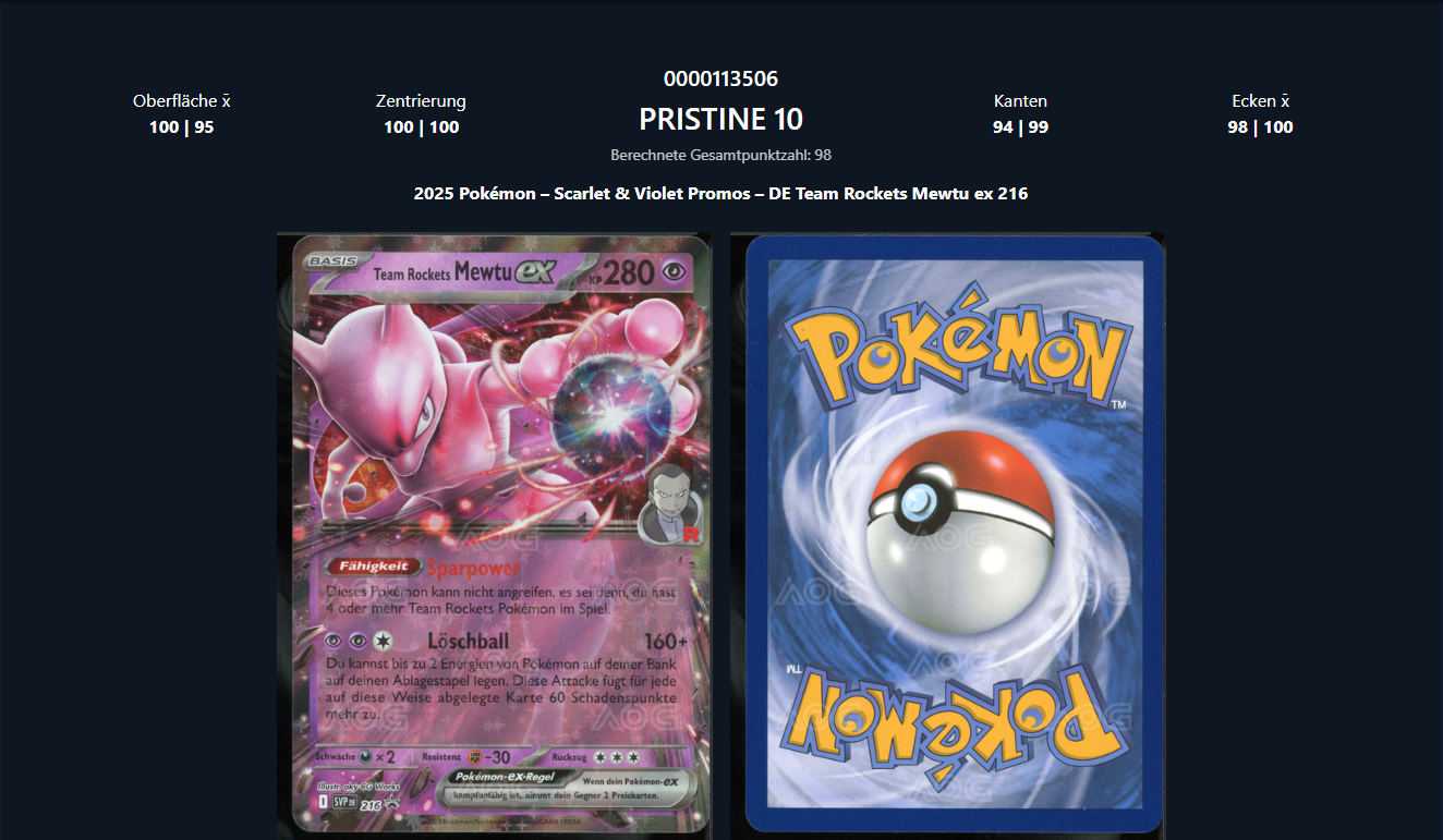 AOG 10 PRISTINE - Team Rockets Mewtu ex SVP 216 Promo DE