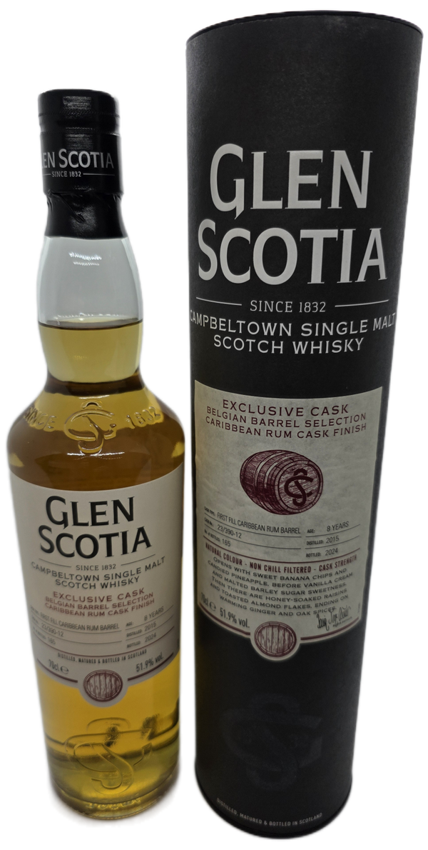 Glen Scotia 2015 Belgian Barrel Selection , Caribbean Rum Cask finish 51,9% + Gratis Tumbler glass