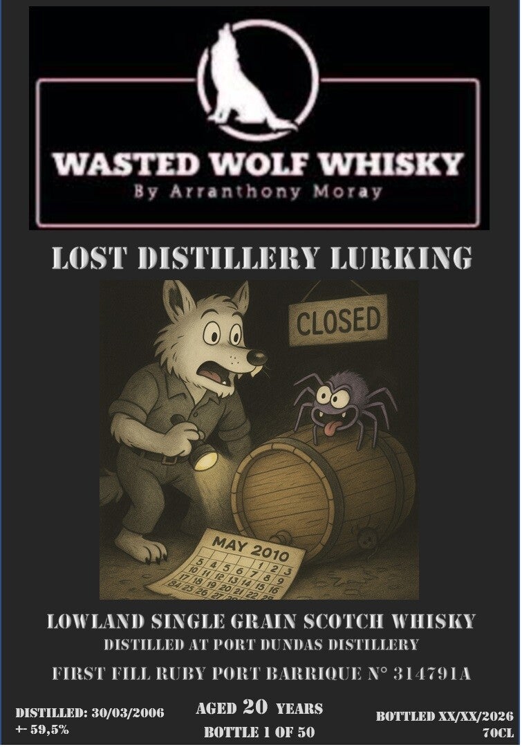 Wasted Wolf G3 Lost Distillery Lurking - Port Dundas 2006 20y 1st fill Ruby port barrique +-60%