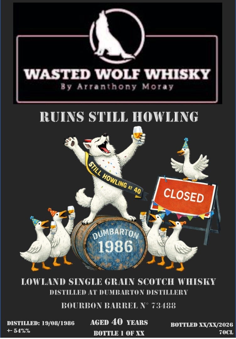 Wasted Wolf G4 Ruins Still Howling - Dumbarton 1986 40y Bourbon Barrel +-54%%