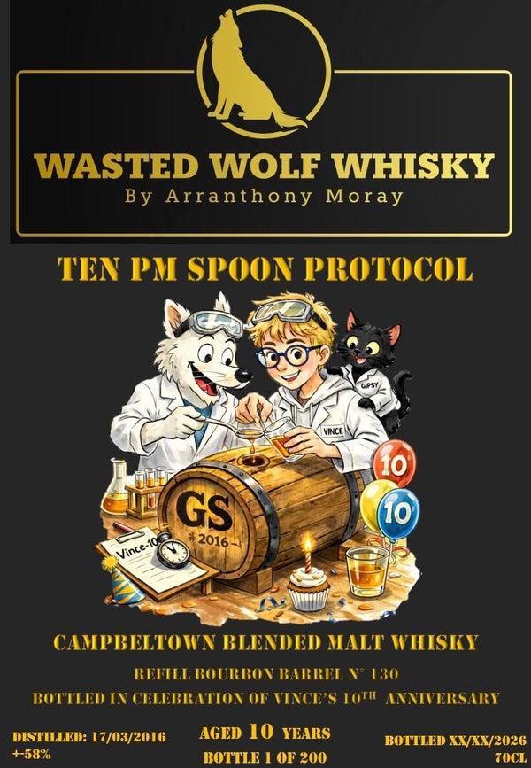 Wasted Wolf M18 Ten years of mischief - Campbeltown Blended Malt 2016 10y Bourbon Barrel 57,6%