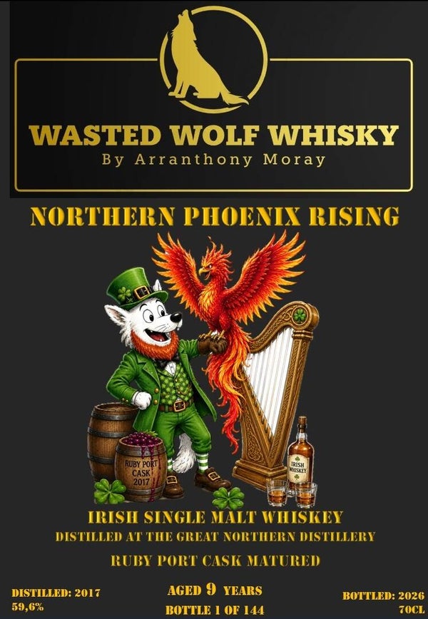Wasted Wolf M22 Northern Phoenix Rising - Great Northern Distillery 2017 9Y Ruby Port Cask Matured