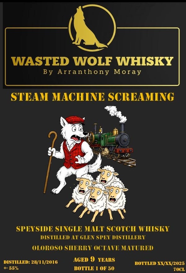 Wasted Wolf M23 Steam Machine Screaming - Glen Spey 2016 9y Oloroso Sherry Octave matured