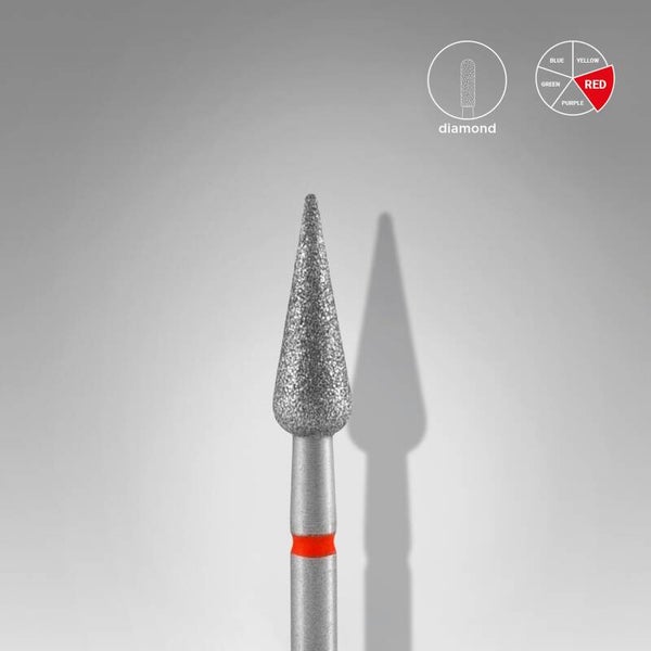 STALEKS EXPERT Fresa diamantata «Pera acuta» rossa, diametro 4 mm, parte lavorativa 12 mm
