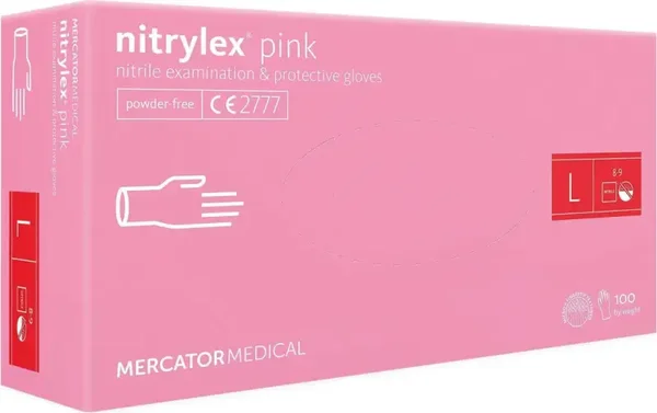 Guanti in nitrile, rosa, 100pz