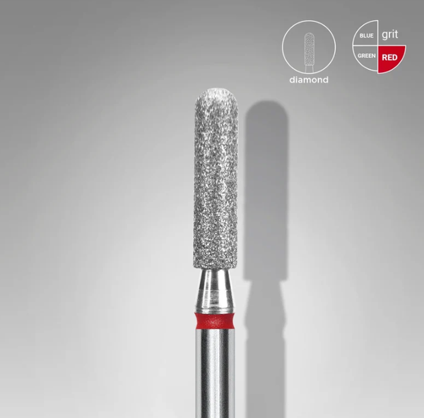 STALEKS EXPERT Fresa diamantata Cilindro arrotondato rossa, diametro 2,5 mm, parte lavorativa 10 mm SKU: FA30R025/10