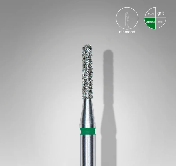 STALEKS EXPERT Fresa diamantata Cilindro arrotondato verde, diametro 1,4 mm, parte lavorativa 8 mm SKU: FA30G014/8
