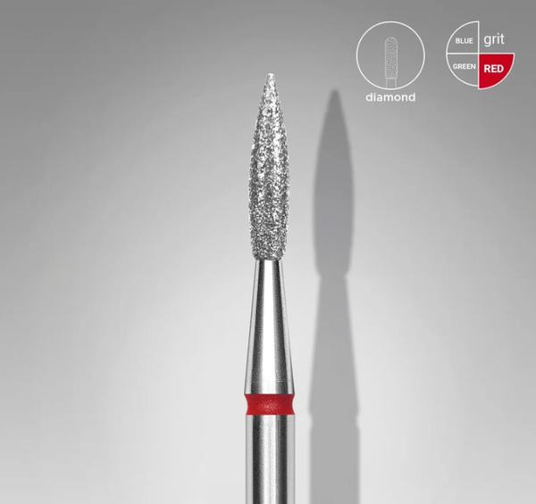 STALEKS EXPERT Fresa diamantata «Fiamma acuta» rossa, diametro 2,3 mm, parte lavorativa 8 mm SKU: FA11R023/8