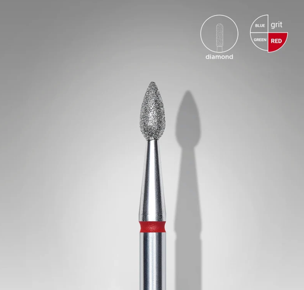 STALEKS EXPERT Fresa diamantata a goccia rossa, diametro 2,3 mm, parte lavorativa 5 mm SKU: FA40R023/5