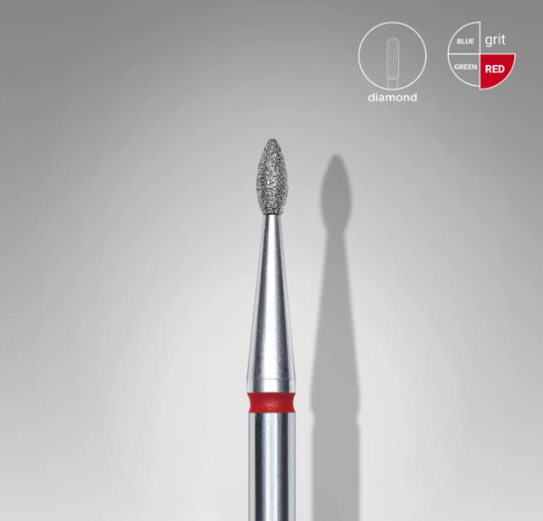 STALEKS EXPERT Fresa diamantata a goccia rossa, diametro 1,6 mm, parte lavorativa 4 mm SKU: FA40R016/4