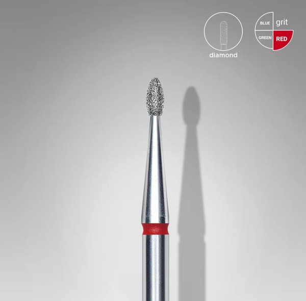 STALEKS EXPERT Fresa diamantata Gemma arrotondata rossa, diametro 1,6 mm, parte lavorativa 3,4 mm SKU: FA50R016/3.4