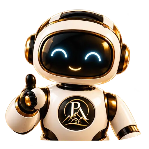 Pépito, le robot mascotte blanc et doré de Perchet Alpine Conciergerie