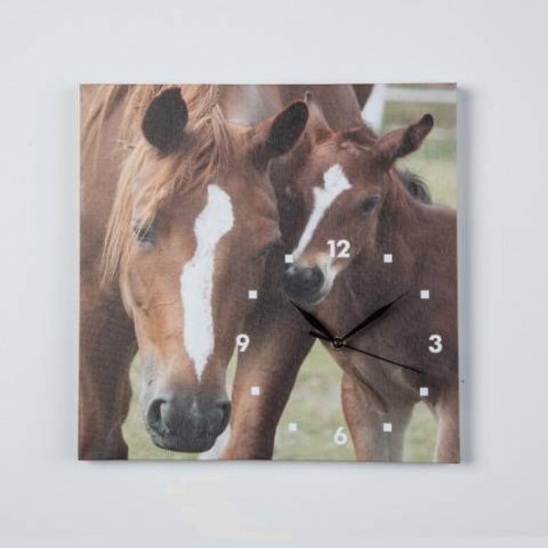 Canvasklok " Paard met veulen "
