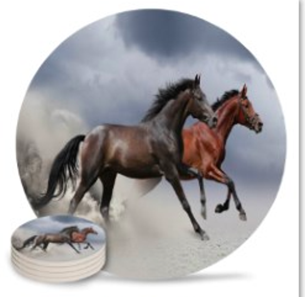 Onderzetter "Bruine paarden "