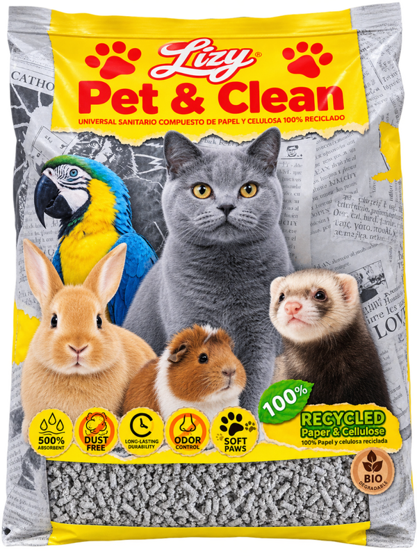 LIZY® PET & CLEAN – LECHO HIGIÉNICO UNIVERSAL DE PAPEL Y CELULOSA RECICLADA