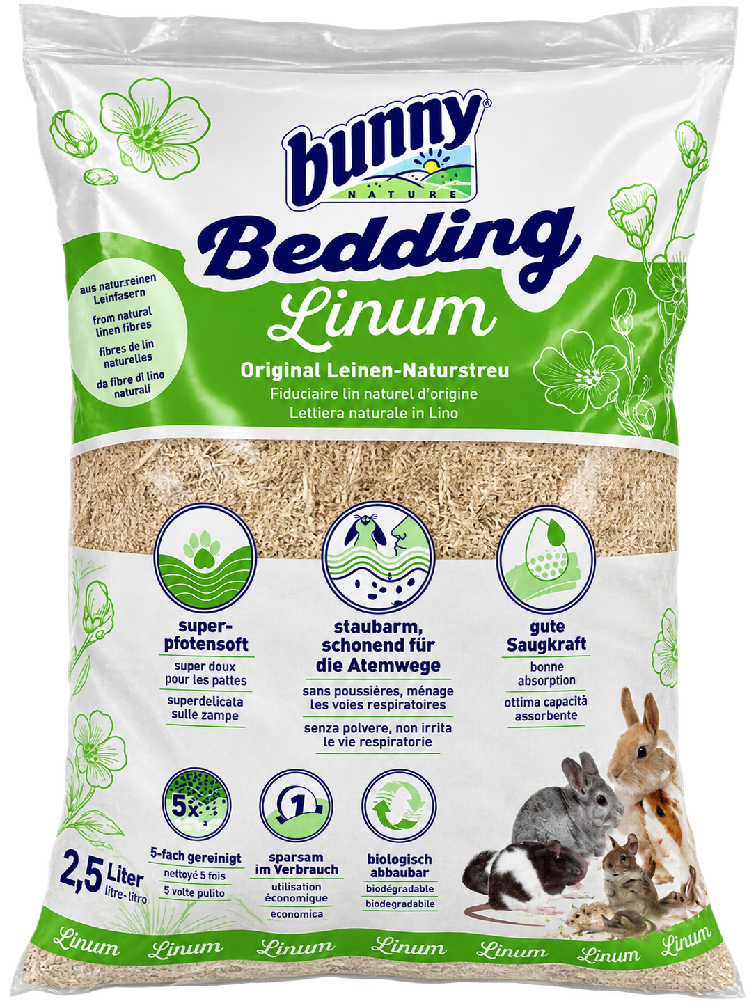 BUNNY NATURE® BEDDING LINUM – LECHO NATURAL DE LINO – 2,5 L