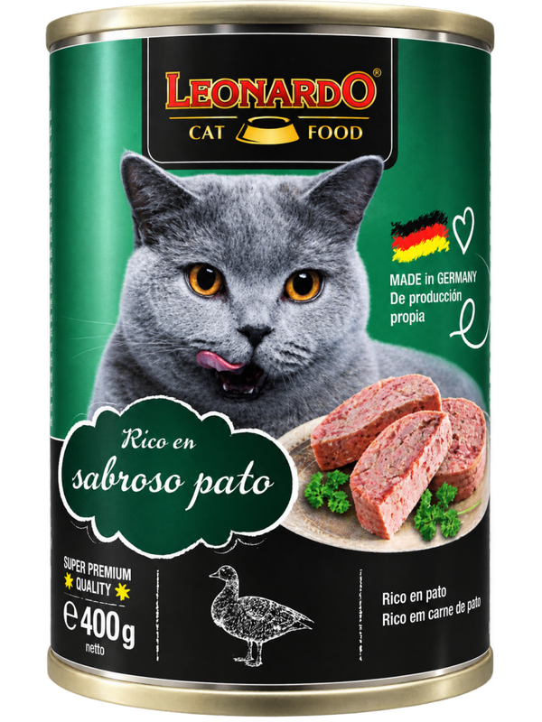 LEONARDO® RICO EN SABROSO PATO – ALIMENTO HÚMEDO PARA GATOS ADULTOS – 400 G