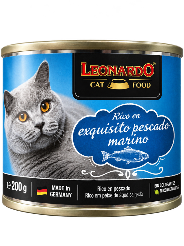 LEONARDO® RICO EN EXQUISITO PESCADO MARINO – ALIMENTO HÚMEDO PARA GATOS ADULTOS – 200 G