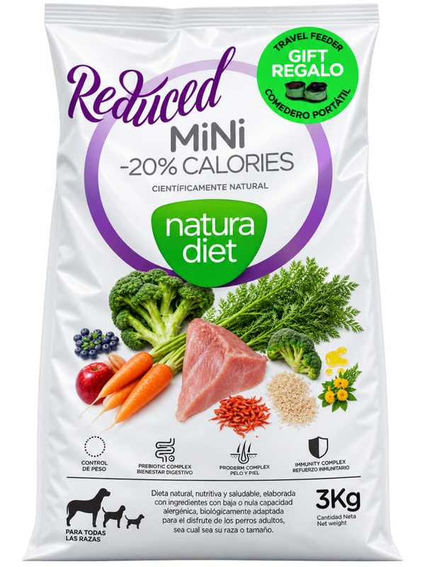 NATURA DIET® REDUCED MINI –20 % CALORIES – ALIMENTO SECO PARA PERROS ADULTOS DE TAMAÑO PEQUEÑO – 3 KG