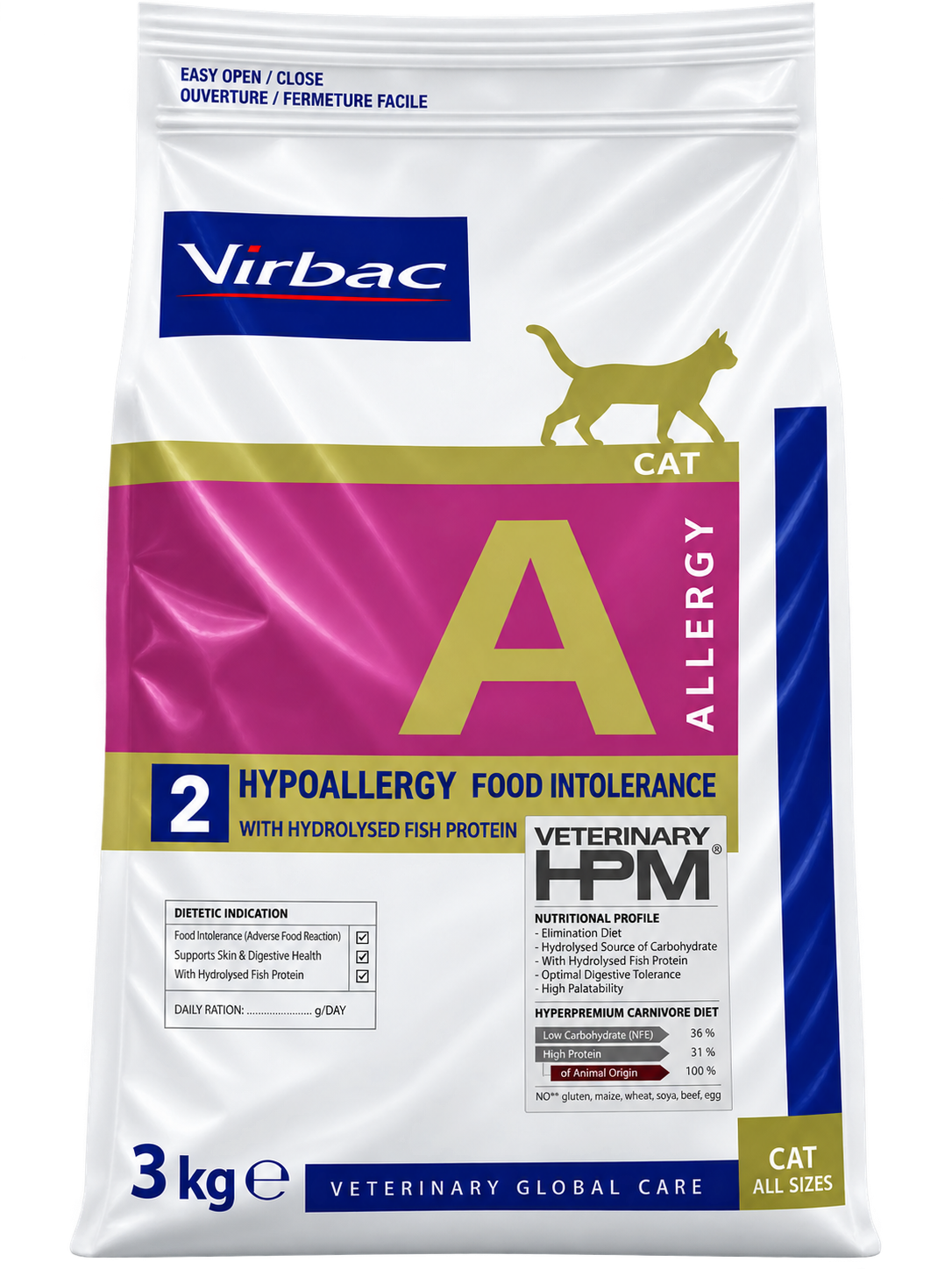 VIRBAC VETERINARY HPM A2 HYPOALLERGY PARA GATOS – 3 KG