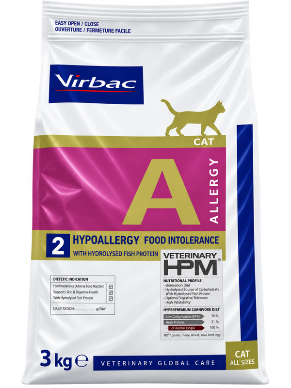 VIRBAC VETERINARY HPM A2 HYPOALLERGY PARA GATOS – 3 KG