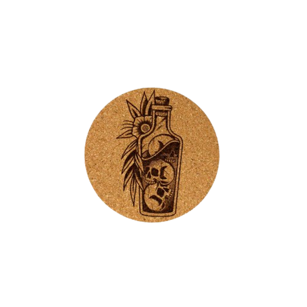 Set onderzetters 'Skull in a bottle'