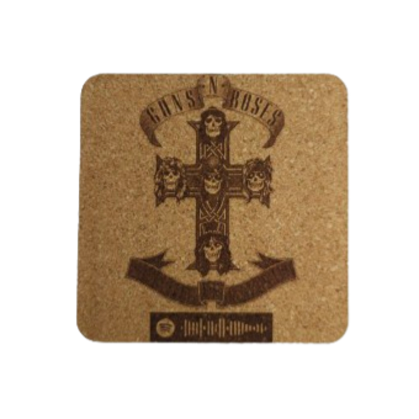 Set van 4 onderzetters met Spotify code 'Guns'N Roses'