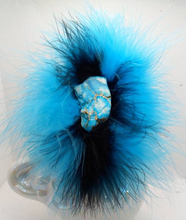 Impression Jasper Marabu Exotic Feather Leather 2" Cuff Bracelet