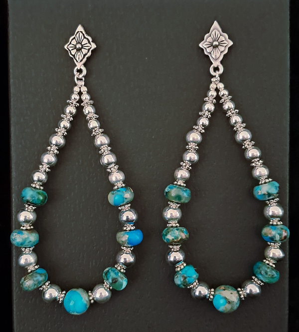 Southwestern Imperial Jasper Silver Hoop Earrings